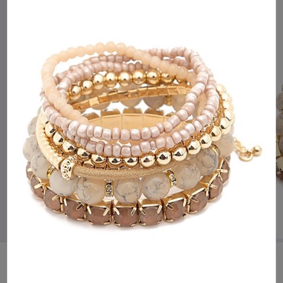 Earth tones medley stretch bracelet - Picture 2 of 3